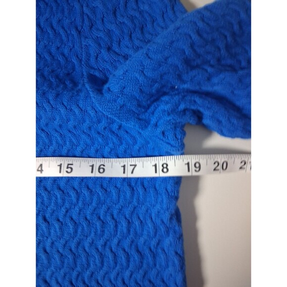 Lands End Sweater Fisherman Turtleneck Womens Large Cable Knit Royal Blue Cotton - Picture 8 of 9